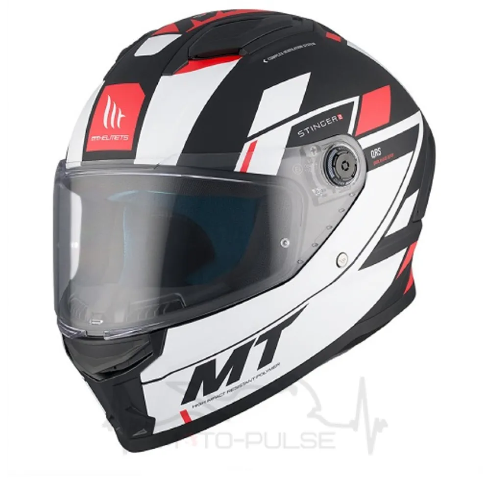 Мотошлем MT Stinger 2 Zivze B5 Black/White/Red (M)